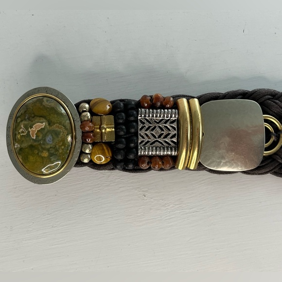 Vintage Marjorie Baer SF Braided Two-toned Brown Mixed Metals Belt Size Medium - Picture 8 of 14